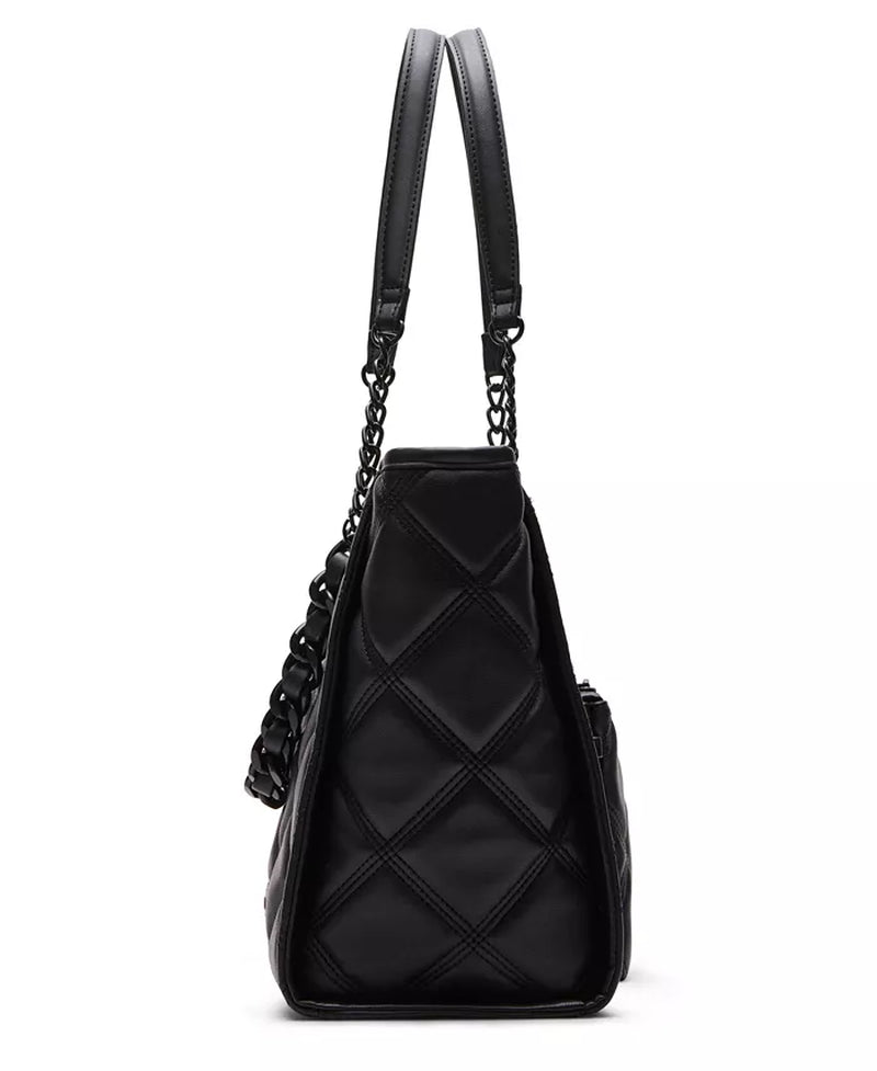 Quilted Faux Leather Tote with Pouch