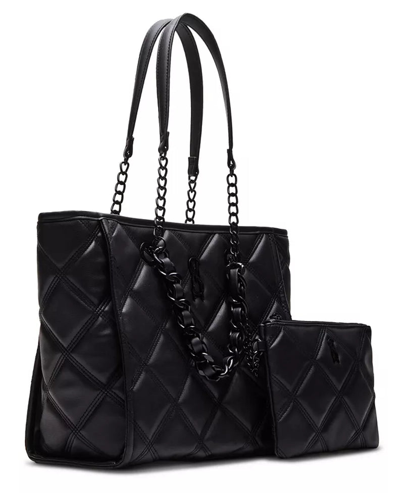 Quilted Faux Leather Tote with Pouch